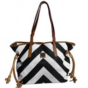 Dooney & Bourke Large Black & White Chevron Tote